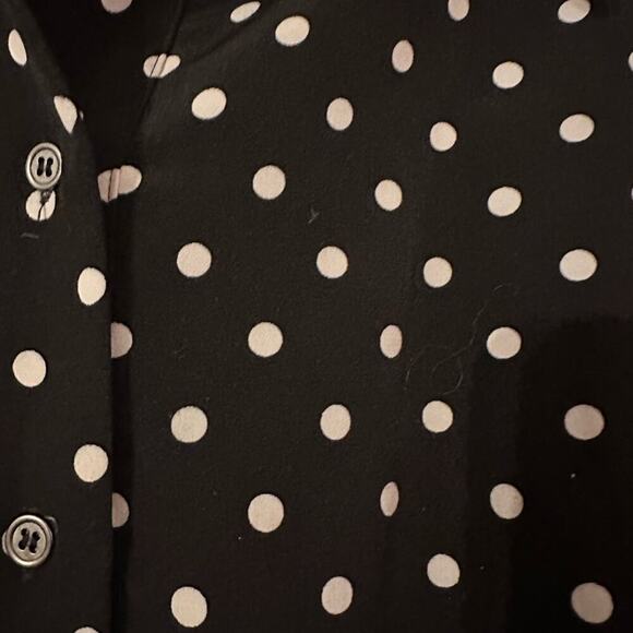LDT Adrienne Polka Dot Black and White Belted Button Up Midi Dress‎ Size 8 - Picture 5 of 6